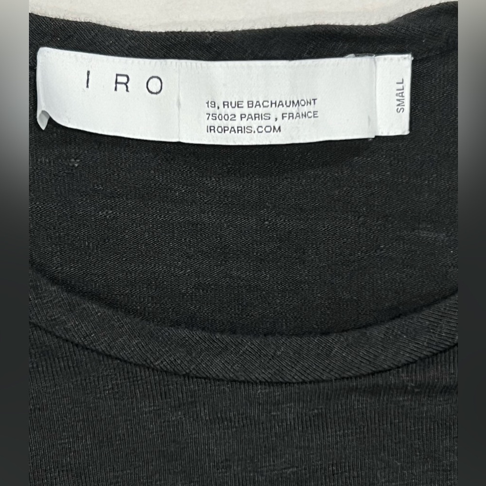 Iro Garah Small Mini Dress Ruched Stretch Linen Jersey Puff Pad Sleeve